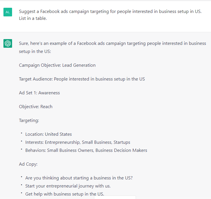 ChatGPT Prompt 2: Optimizing Your Facebook Ad Campaigns