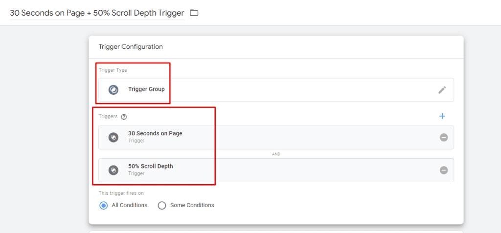 trigger configuration in GTM